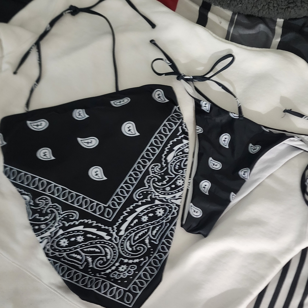 Black and White Bandana Print Bikini